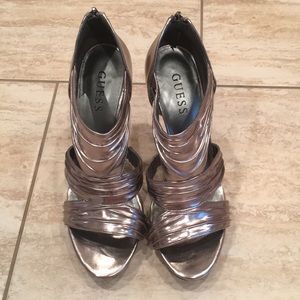 GUESS Silver Platform Shoes Sz 8